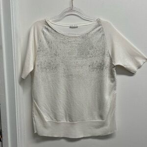 80’s Inspired Glam tee raw hem, mesh and glitter Women's Top